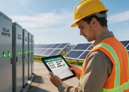 Renewable O&M technician with tablet